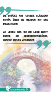 Illustration einer Regenbogenbrücke mit Hunden.