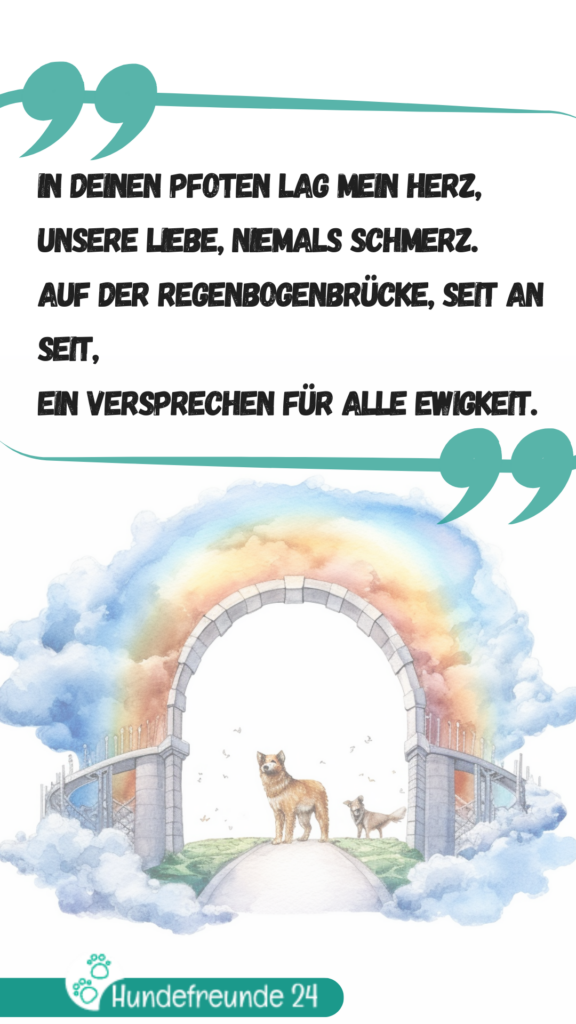 Illustration der Regenbogenbrücke mit Hunden.
