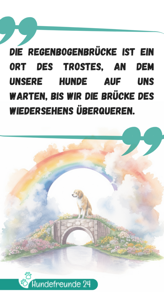 Hund auf Regenbogenbrücke, Sehnsucht Illustration.